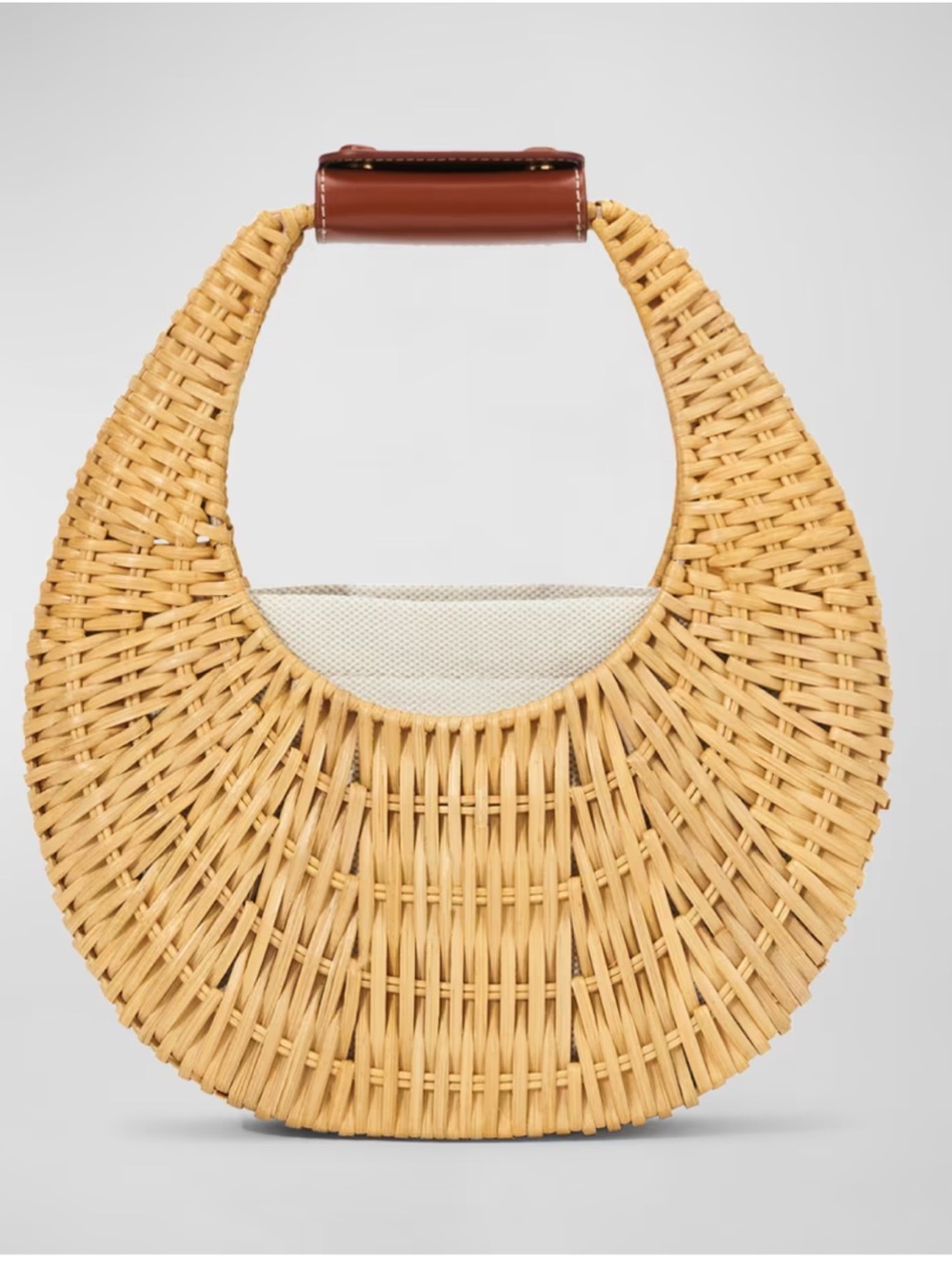 Staud Moon Mini Wicker Top-Handle Bag